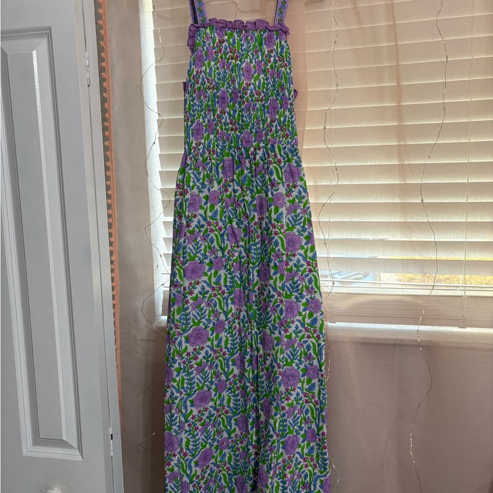 Floral Maxi Dress in Green and Purple